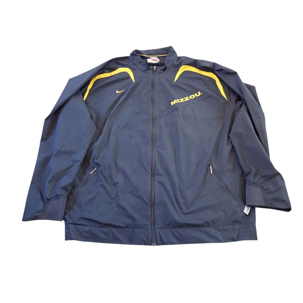 Nike Team Jacket Mens XXL Mizzou Windbreaker Fit Storm Black Yellow Full Zip